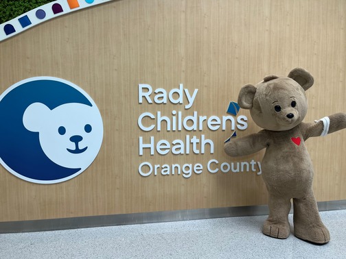 A bear mascot for Rady Children Health Orange County